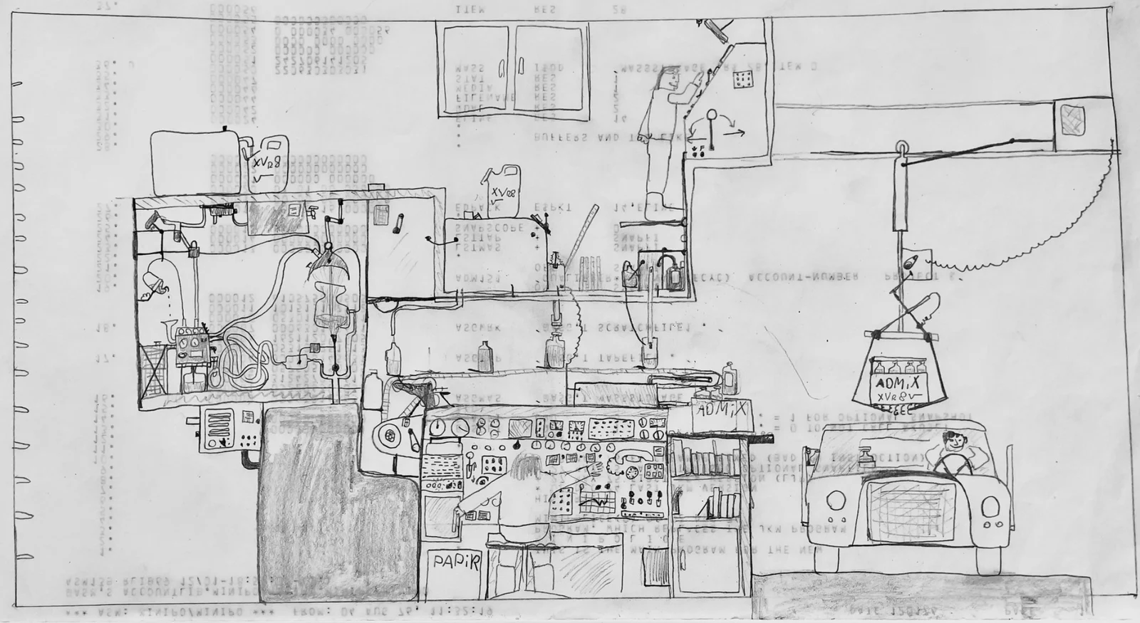 Jacob Moth childhood drawing of a cockpit