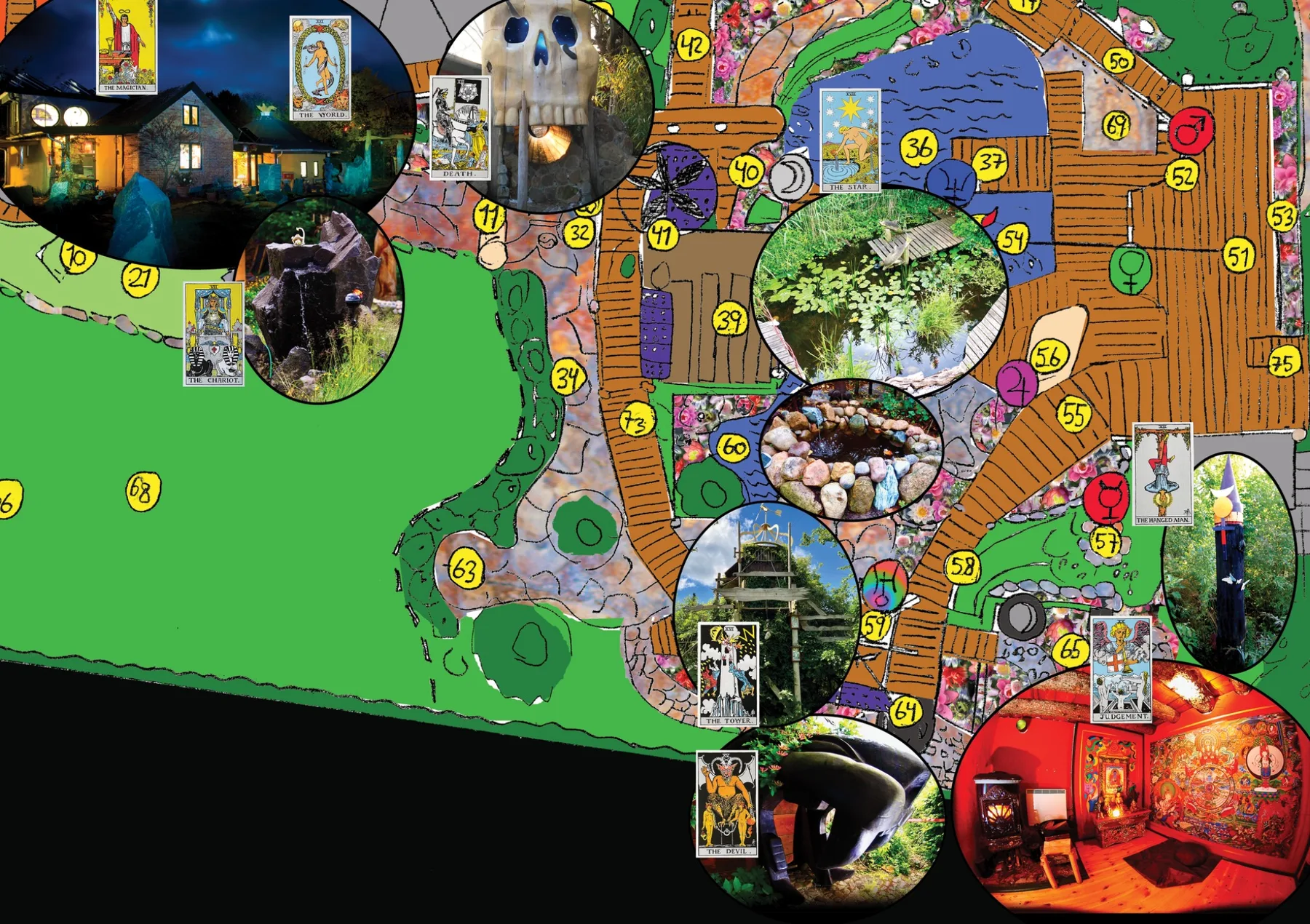 The Magic Garden as a landscape of symbols, locations and living pathways