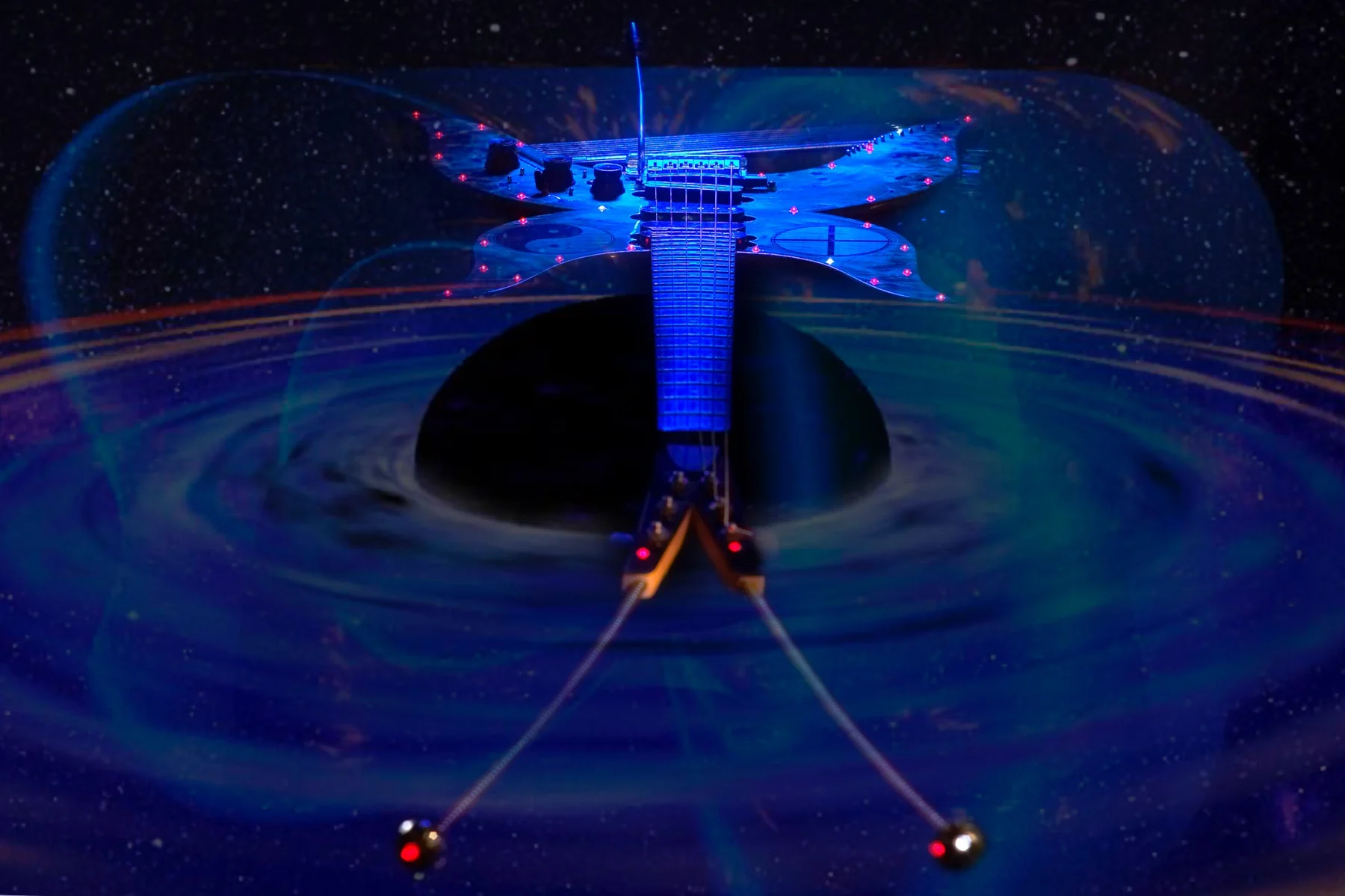 White Beauty Butterfly Guitar traveling through space
